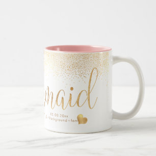Tasse 2 Couleurs PixDezines Bridesmaid/Faux Gold Confetti
