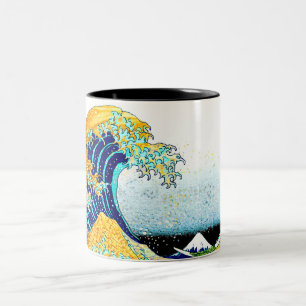 Tasse 2 Couleurs PixDezines Vintage, grande vague, Hokusai 葛 飾 北 斎 