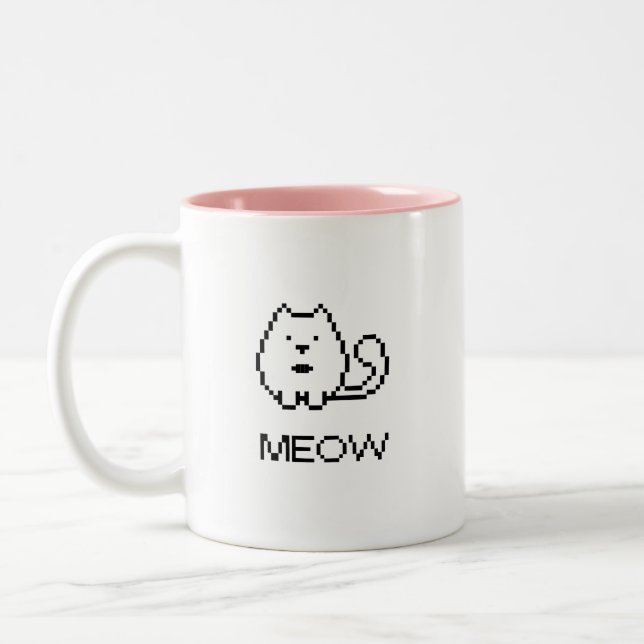 Tasse 2 Couleurs Pixel Cat Meow (Gauche)