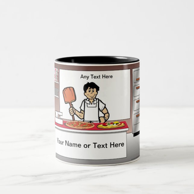 Tasse 2 Couleurs Pizza Maker - Dessin masculin (Centre)