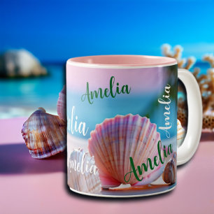 Tasse 2 Couleurs Plage d'été personnalisée Élégant