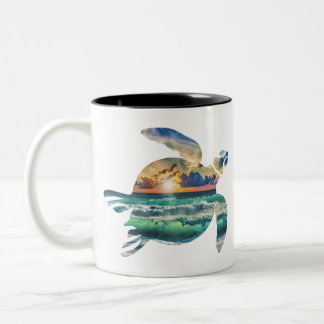 Tasse 2 Couleurs Plage Sunset de la tortue de mer