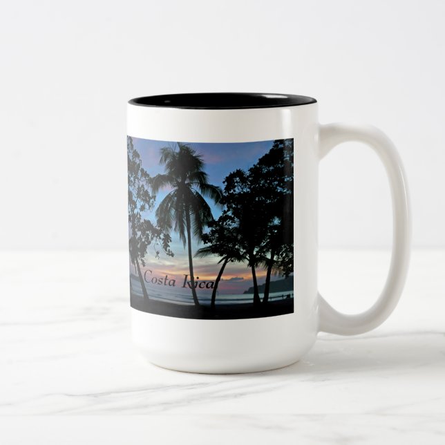 Tasse 2 Couleurs Plage tropicale au coucher du soleil (Droit)