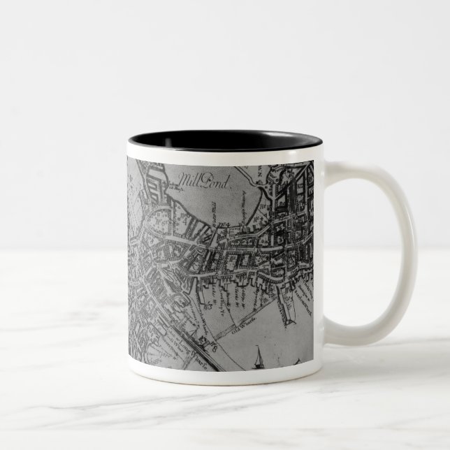 Tasse 2 Couleurs Plan de Boston, Nouvelle Angleterre, 1739 (Droit)