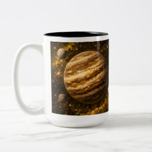 Tasse 2 Couleurs Planète dorée et brune avec trois lunes