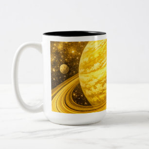 Tasse 2 Couleurs Planète jaune avec anneaux