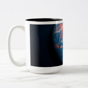 Tasse 2 Couleurs Planète Orange et Bleue