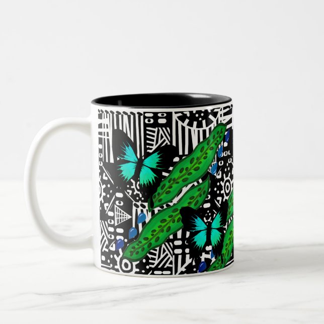 Tasse 2 Couleurs Plante de crotales et papillons (Gauche)