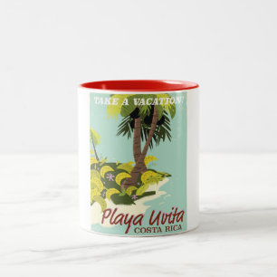 Tasse 2 Couleurs Playa Uvita, Costa Rica affiche de voyage de plage
