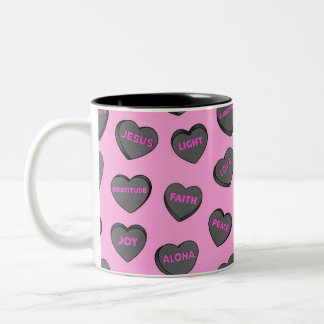 Tasse 2 Couleurs Plein de coeur d'amour Motif rose noir