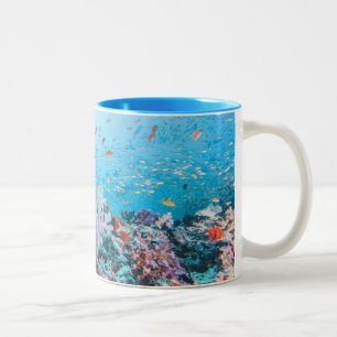 Tasse 2 Couleurs Plongée à l'air avec le récif et le corail colorés