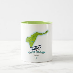 Tasse 2 Couleurs Plum Island, comté de Southold Suffolk, carte de N