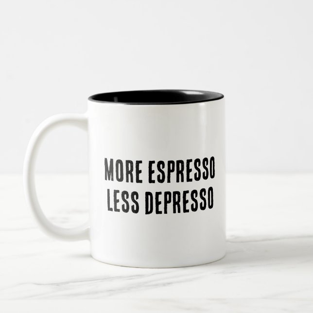 TASSE 2 COULEURS PLUS ESPRESSO MOINS DEPRESSO (Gauche)