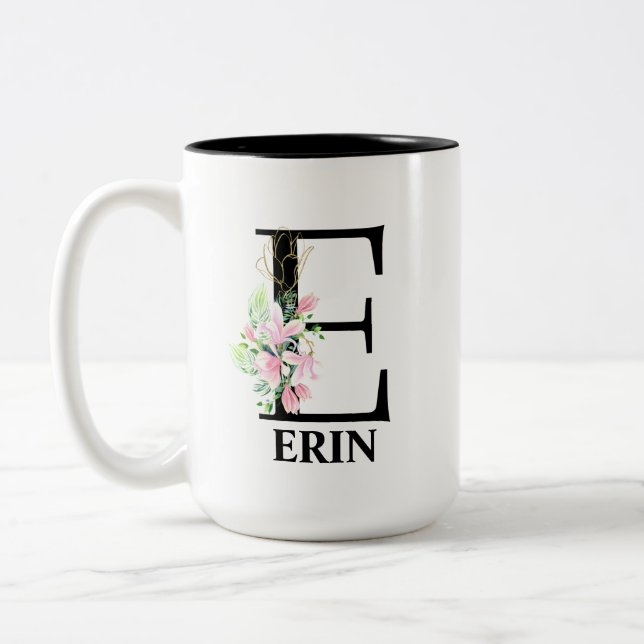 Tasse 2 Couleurs Plutôt E Monogramme Initial (Gauche)