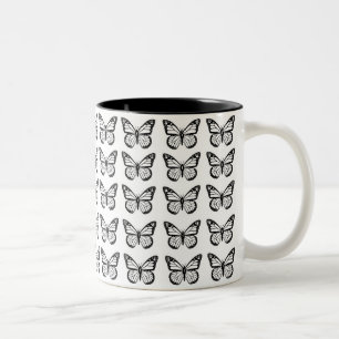Tasse 2 Couleurs Pochoirs noirs de papillon