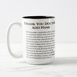 Tasse 2 Couleurs Poème de remerciement pour un médecin