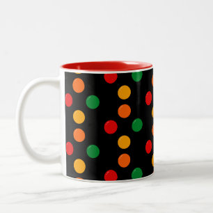 Tasse 2 Couleurs Points Colorés sur Fond Noir Moderne Rétro du Mili