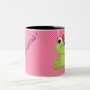 Tasse 2 Couleurs Points polka, Grenouille mignonne - Message motiva