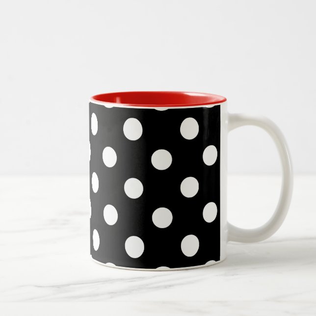 Tasse 2 Couleurs Pois blanc rouge noir moderne (Droit)