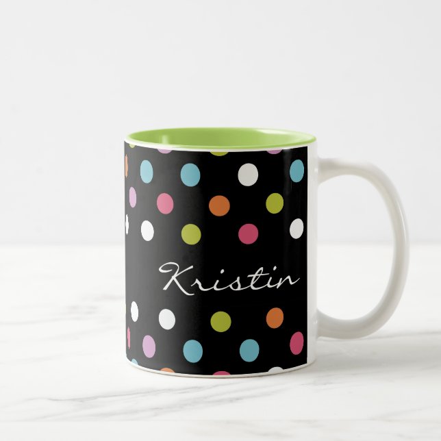 Tasse 2 Couleurs Pois moderne de monogramme (Droit)