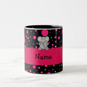 Tasse 2 Couleurs Pois nommé personnalisé de rose d'éléphant