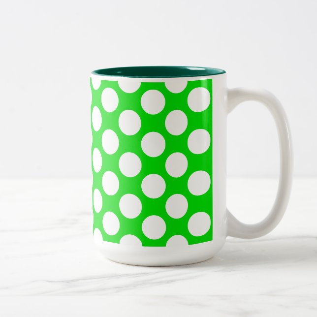 Tasse 2 Couleurs Pois sur le vert (Droit)