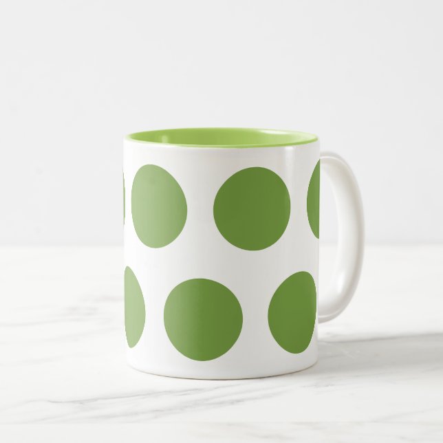 Tasse 2 Couleurs Pois verts (Devant droit)