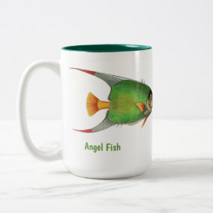 Tasse 2 Couleurs Poisson ange vert tropical vintage personnalisé 