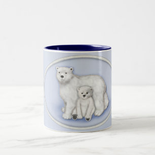Tasse 2 Couleurs Polar Bear Maman et Cub.