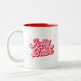 Tasse 2 Couleurs Police de Noël rose tendance Jolly Babe
