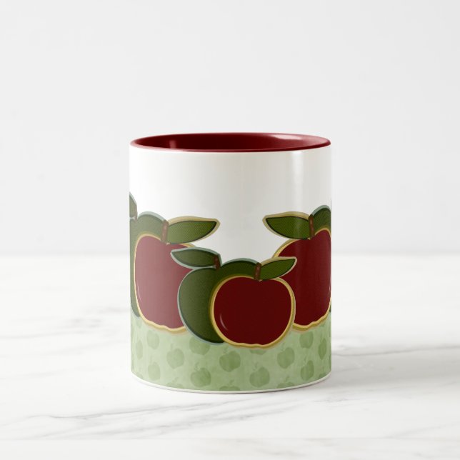 Tasse 2 Couleurs Pommes de pays (frontière verte) (Centre)