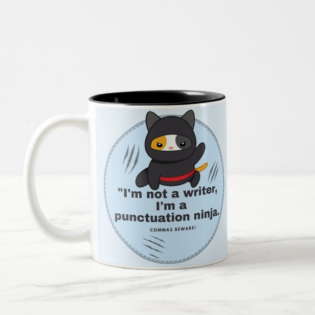 Tasse 2 Couleurs Ponctuation Ninja : bande dessinée de l'écrivain h (Gauche)