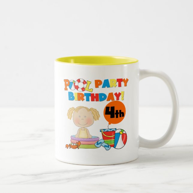 Tasse 2 Couleurs Pool Party 4th Birthday Tshirts et cadeaux (Droit)