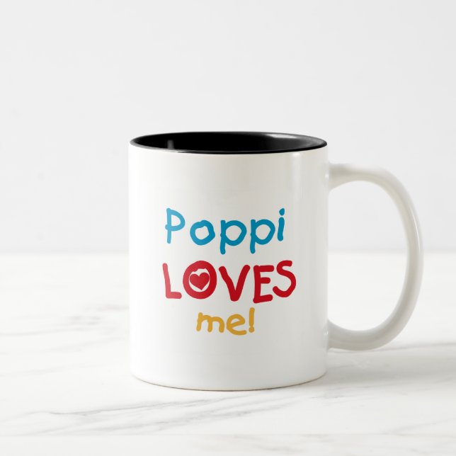 Tasse 2 Couleurs Poppi aime mes t-shirts et cadeaux (Droit)