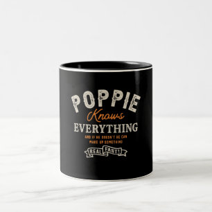 Tasse 2 Couleurs Poppie Sait Tout Citations Amusant Grand-Père