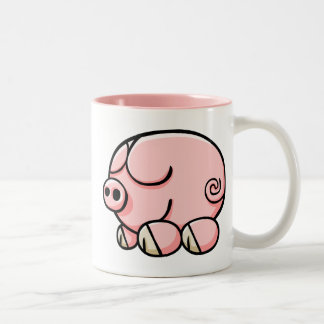 Tasse 2 Couleurs Porc de bande dessinée