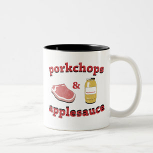 Tasse 2 Couleurs porkchops et compote de pommes