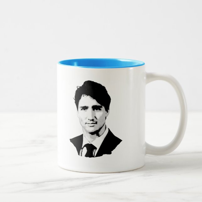 Tasse 2 Couleurs Portrait de Justin Trudeau (Droit)