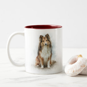 Tasse 2 Couleurs Portrait de Shetland Sheepdog sable