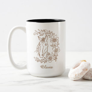 Tasse 2 Couleurs Portrait de tête de cheval bohème en ligne avec co