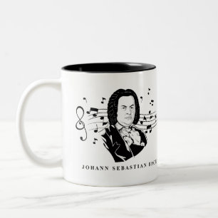Tasse 2 Couleurs Portrait et buste de Johann Sebastian Bach avec no
