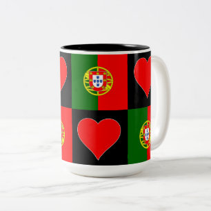 Tasse 2 Couleurs Portugal Drapeau Coeur Motif patriotique portugais