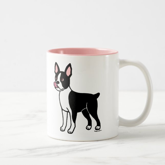 Tasse 2 Couleurs Position de Boston Terrier (Droit)