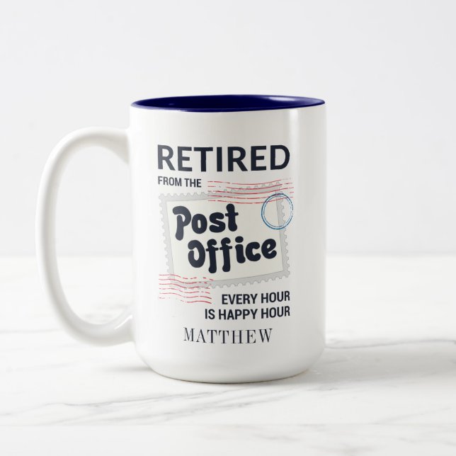 Tasse 2 Couleurs Postal Worker Retraite Mailman Personnalisé (Gauche)