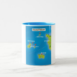 Tasse 2 Couleurs Poster de Channel Islands Map.