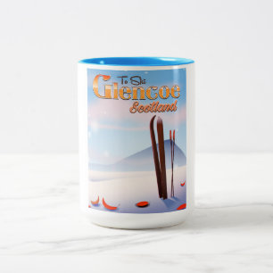 Tasse 2 Couleurs poster de ski Glencoe Scotland