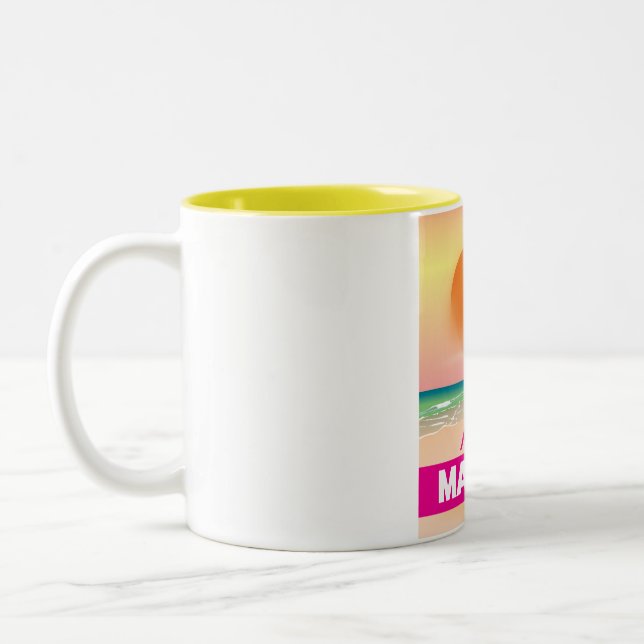 Tasse 2 Couleurs poster de voyage de plage de Magaluf Majorque (Gauche)