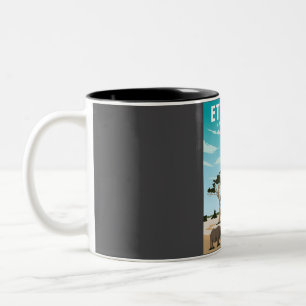 Tasse 2 Couleurs Poster de voyage du parc national Etosha Art Impri