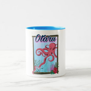 Tasse 2 Couleurs Poster de voyage Otaru Japan Squid