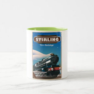 Tasse 2 Couleurs Poster du train vintage écossais Stirling.